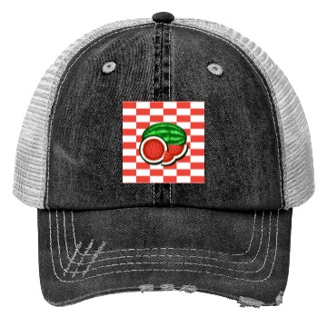 Discover Watermelon on Watermelon Pink Background Trucker Hats