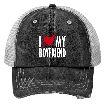 Discover I Love My Boyfriend Trucker Hats