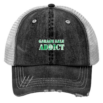 Discover Garage Sale Addict green camo Trucker Hats