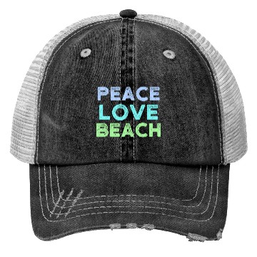 Discover Peace Love Beach Distressed Trucker Hats