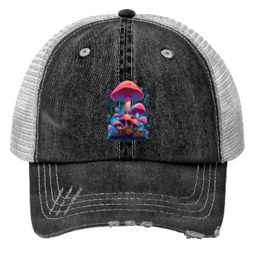 Discover Trippy Neon Mushrooms 300 7 PRINT Trucker Hats
