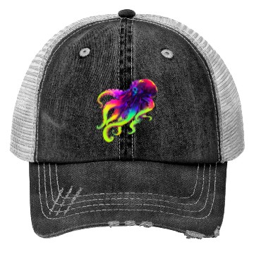 Discover Neon Octopus Trucker Hats