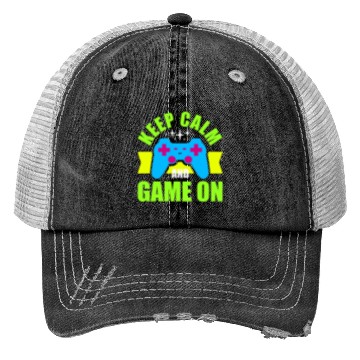 Discover Keep Calm and Game On nostalgia Trucker Hats