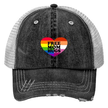Discover Free Mom Hugs Gay Pride Lesbian Flag LGBTQ Trucker Hats