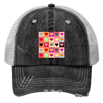 Discover Colorful Retro Vintage Checkered Heart Y2K Pattern Trucker Hats