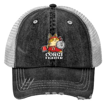 Discover DESIGNThe Brave And Cute Corgi Fighter With An Axe Trucker Hats