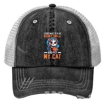 Discover Basketball Cat Basketball Player I Love Basketball Trucker Hats