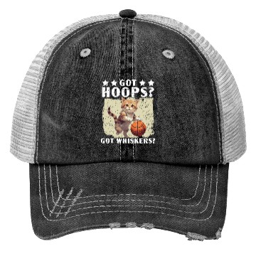 Discover Basketball Cat Basketball Player I Love Basketball Trucker Hats