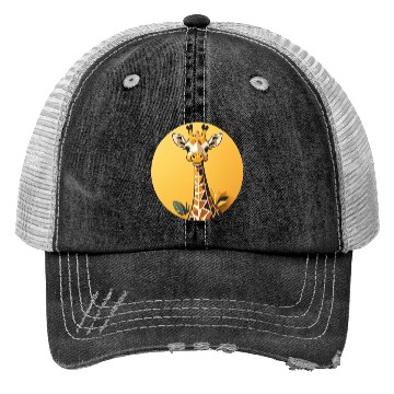 Discover Smiling Giraffe in the Savanna Trucker Hats