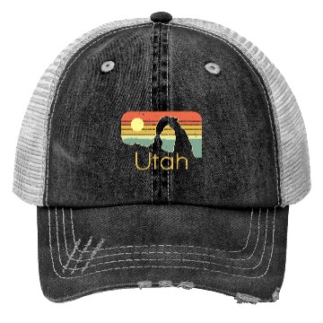 Discover Vintage sunset Utah design Trucker Hats