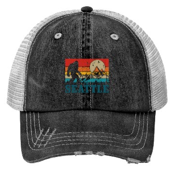Discover Seattle Washington Bigfoot Mountains Trucker Hats