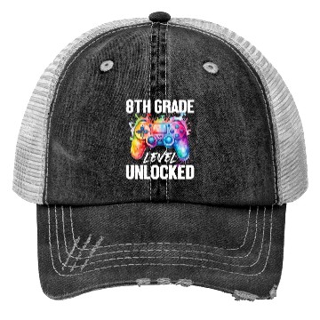 Discover 8th Grade Level Unlocked Back to School Video Game Trucker Hats