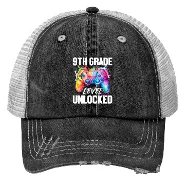 Discover 9th Grade Level Unlocked Back to School Video Game Trucker Hats