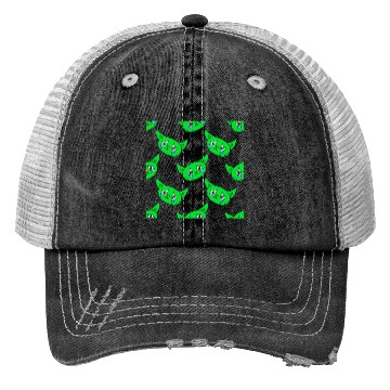 Discover Cute Little Green Cat Faces Trucker Hats