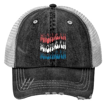 Discover Michigan Red White Blue Cute Groovy Trucker Hats