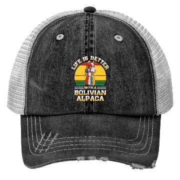 Discover Bolivia Flag Bolivian Alpaca Lover Country South Trucker Hats