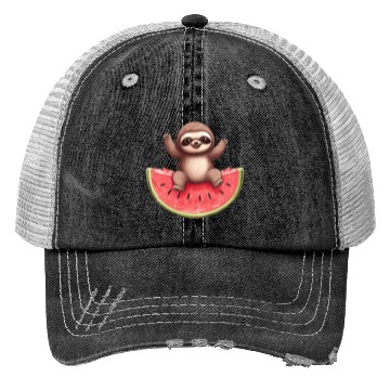 Discover Sloth with Watermelon - Sweet Summer Design Trucker Hats