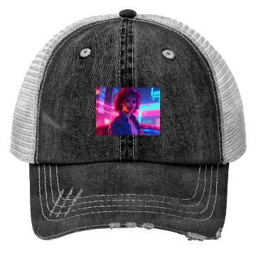 Discover Synthwave Girl - Nighttime Anime Car Delight Trucker Hats