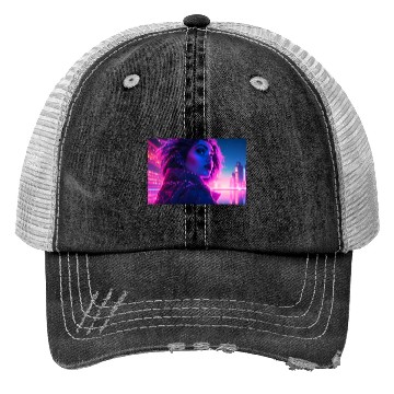 Discover Synthwave Girl - Futuristic Design neon colors Trucker Hats