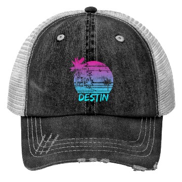Discover Destin Florida Vacation Palm Tree Beach Trucker Hats