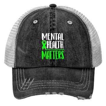 Discover Mental Health Awareness Ribbon Green Anxiety Depre Trucker Hats