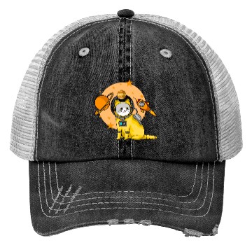 Discover Cat Cute Surprised Pet in Space planet Kitty Trucker Hats