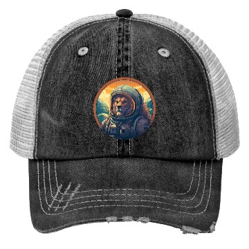 Discover Astronaut Lion at Sunset, Creative Space Design Trucker Hats