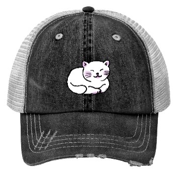 Discover Sleepy White Cat Trucker Hats