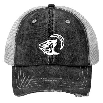 Discover Tribal White Howling Wolf Tattoo 70s Trucker Hats