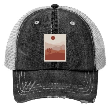 Discover desert sand and sun orange and gray Trucker Hats