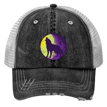 Discover Howling wolf in the moon cool Trucker Hats
