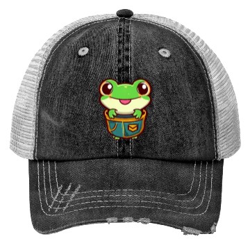 Discover Frog in the bag Trucker Hats