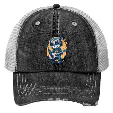 Discover Cub Playing a Guitar Trucker Hats