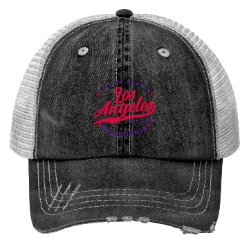 Discover Los Angeles City Of Angels California Red Text Trucker Hats