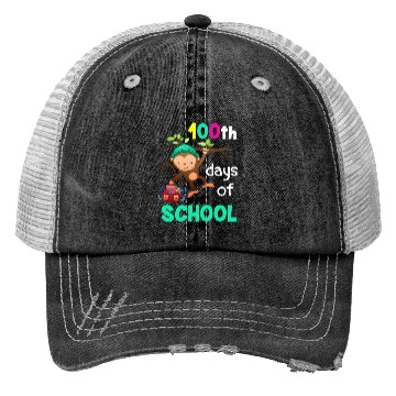 Discover 100 Days Of School Monkey Trucker Hats