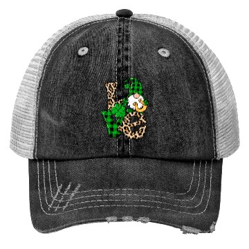 Discover Love Irish Gnome Shamrock Leopard Plaid St Patrick Trucker Hats