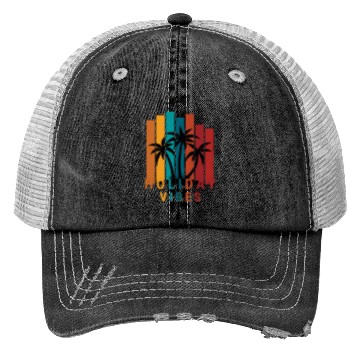 Discover Holiday vibes - tropical palms trees Vacation time Trucker Hats