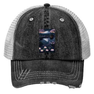 Discover Asia Landscape by night Serene Mount Fuji Trucker Hats