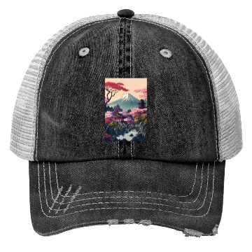Discover Asia Landscape Serene Mount Fuji Trucker Hats