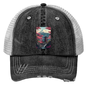 Discover Asia Landscape Serene Mount Fuji Trucker Hats