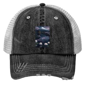 Discover Asia Landscape by night Serene Mount Fuji Trucker Hats