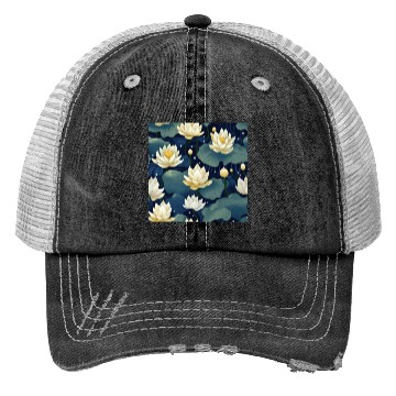 Discover Serenity Blooms: Timeless Lotus Pattern Trucker Hats
