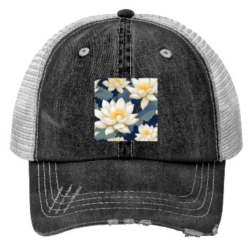 Discover Serenity Blooms: Timeless Lotus Pattern Trucker Hats
