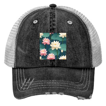 Discover Serenity Blooms: Timeless Lotus Pattern Trucker Hats
