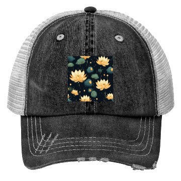 Discover Serenity Blooms: Timeless Lotus Pattern Trucker Hats