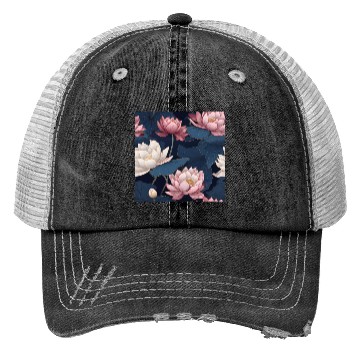 Discover Serenity Blooms: Timeless Lotus Pattern Trucker Hats
