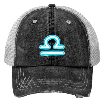 Discover Libra Zodiac Sign Neon Blue Trucker Hats