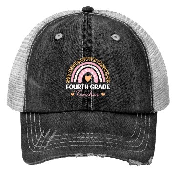 Discover 4th Grade Leopard Rainbow Teacher Kindergarten Trucker Hats