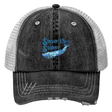Discover Save The Seas And Oceans Save The Planet Blue Trucker Hats