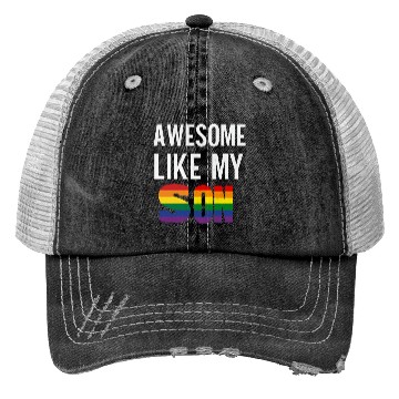 Discover Awesome Like My Son Pride Rainbow Flag Trucker Hats